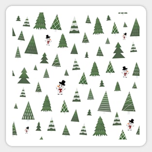 Christmas trees and snowman Sticker